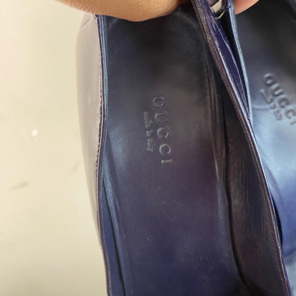 GUCCI Purple Patent & Leather Platform Pumps Suede Heel Size 38.5 US 8.5 - Picture 10 of 15